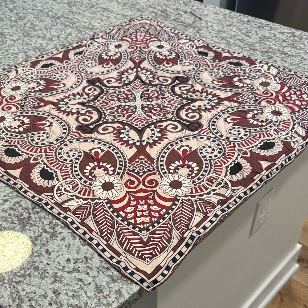 Source Unknown Red, Cream, Black Paisley Bandana Scarf
